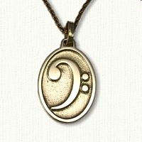 14kt Yellow Gold Bass Clef Pendant - 1 inch 