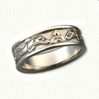 14kt White Gold Custom Ivy and Otters Wedding Band 