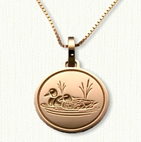 Mallard Ducks & Cattail Pendant