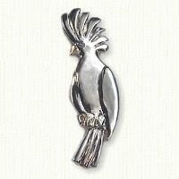 14kt white gold cockatoo pin with sapphire