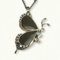 Butterfly Pendant in opal and emeralds