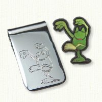 Sterling money clip with hand engraved frog