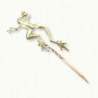 14kt green gold frog stick pin