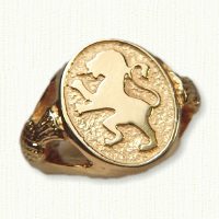 14ky yellow gold lion & thistle signet ring