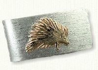 Sterling silver money clip with 14kt porcupine