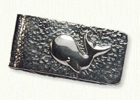 Textured money clip with whale in sterling