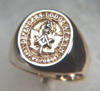 Custom 14kt gold Masonic Signet ring - Defenders Lodge