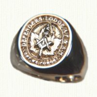 Custom 14kt gold Masonic Signet ring - Defenders Lodge
