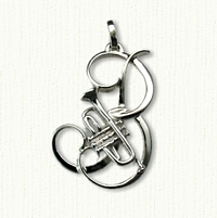 Custom Monogram B Pendant with Trumpet