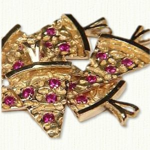 14KY Pizza Slice Pendants with Rubies