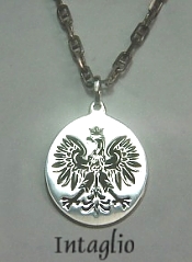 S/S Polish Eagle Intaglio Pendant