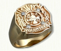 Voulnteer Fire Signet Ring with Initials and Diamonds