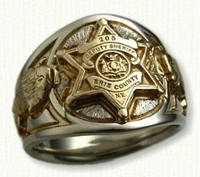 Two Tone Sheriff's Charging Buffalo Signet Ring