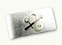 Sterling silver Money Clip with Custom Astrological Symbol in 14kt Green and 14kt Rose Gold